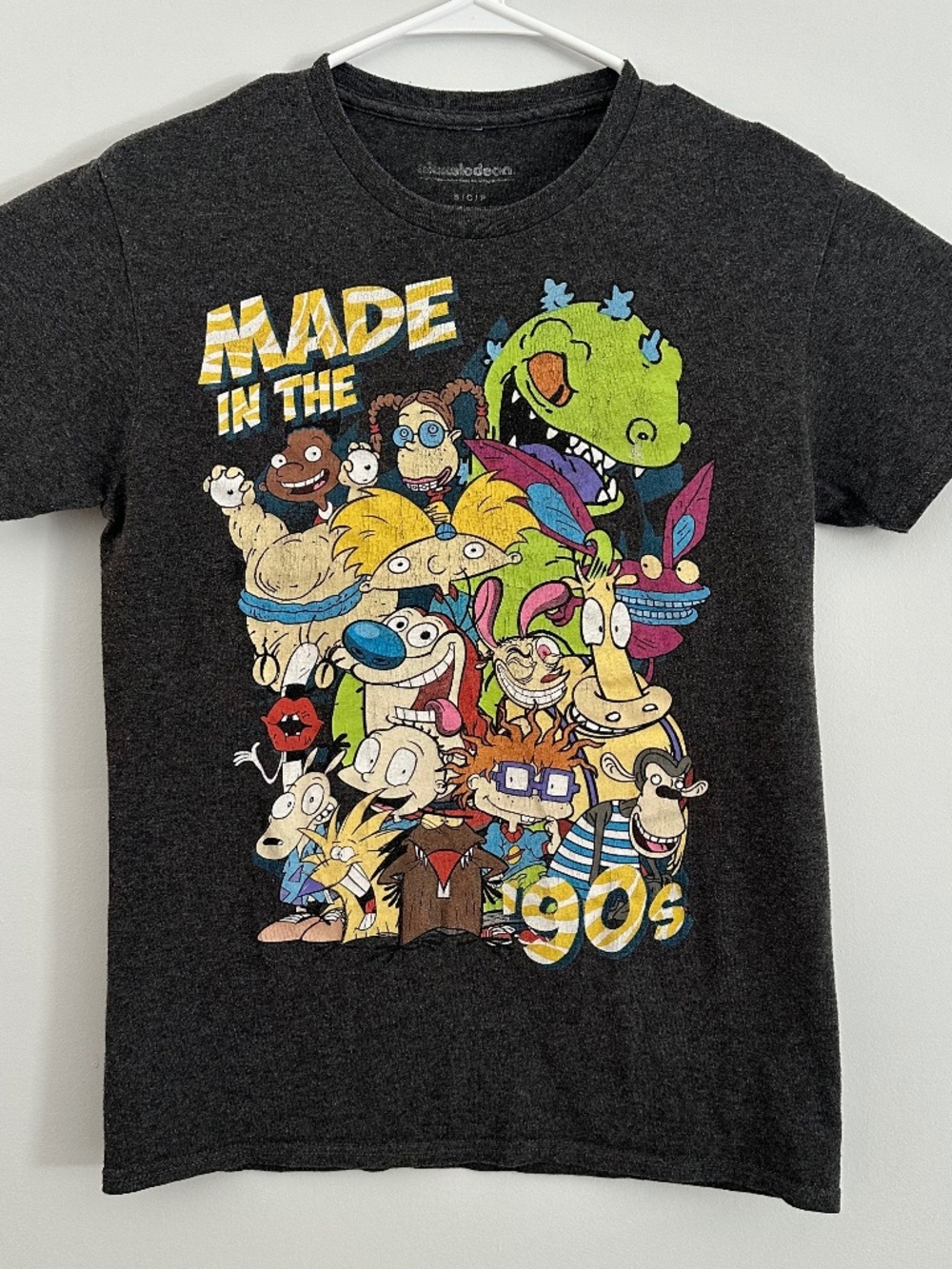 Nickelodeon Made In The 90's Graphic Print T-Shirt Small Gray Y2K Short Sleeve